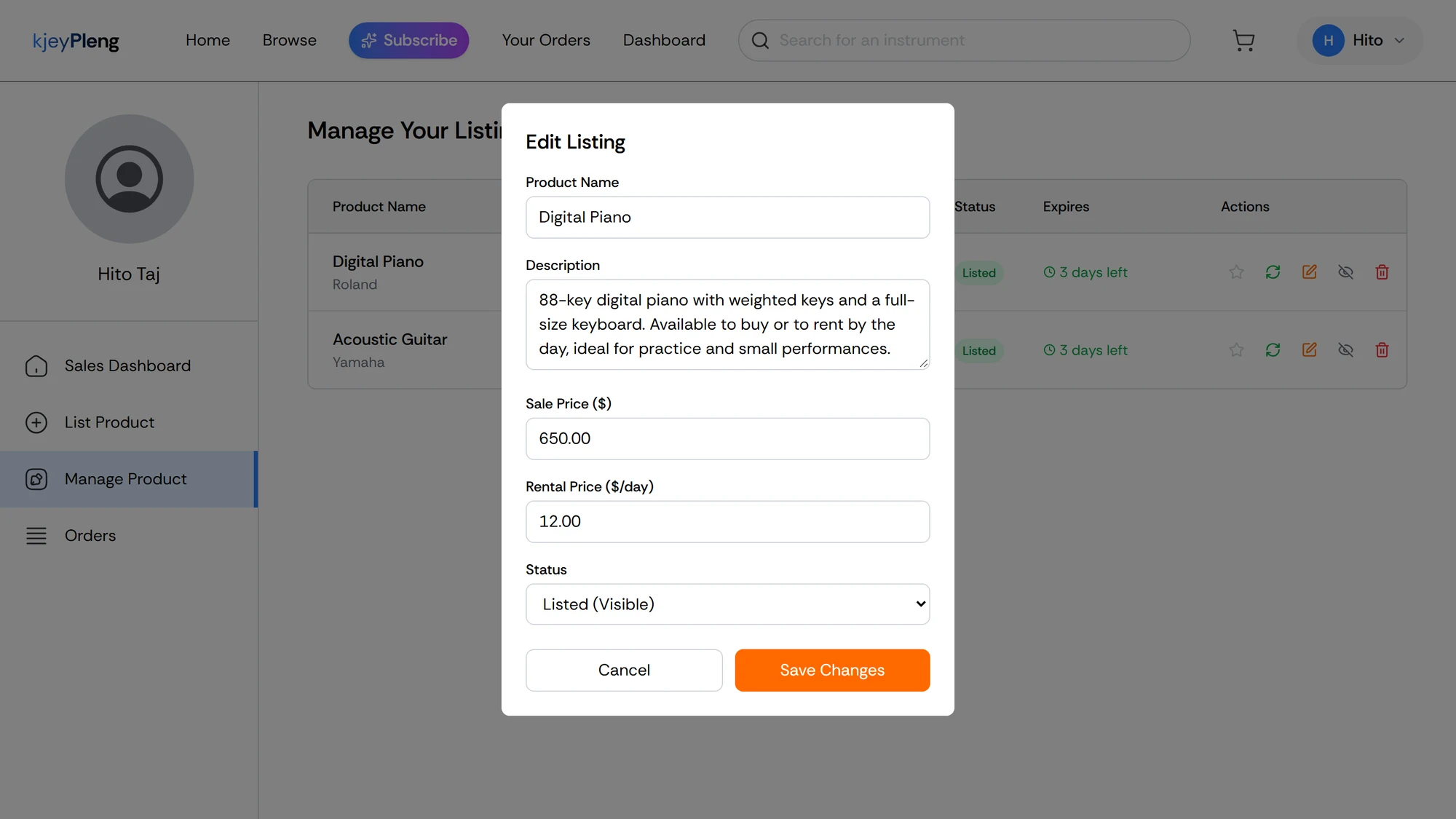KjeyPleng edit listing dialog